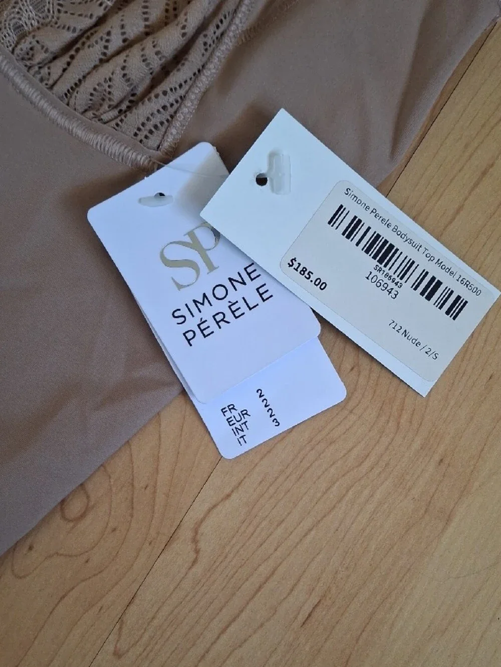 Simone Perele Shapewear Lace-Trim Bodysuit in Taupe Size 2 - Picture 2 of 6